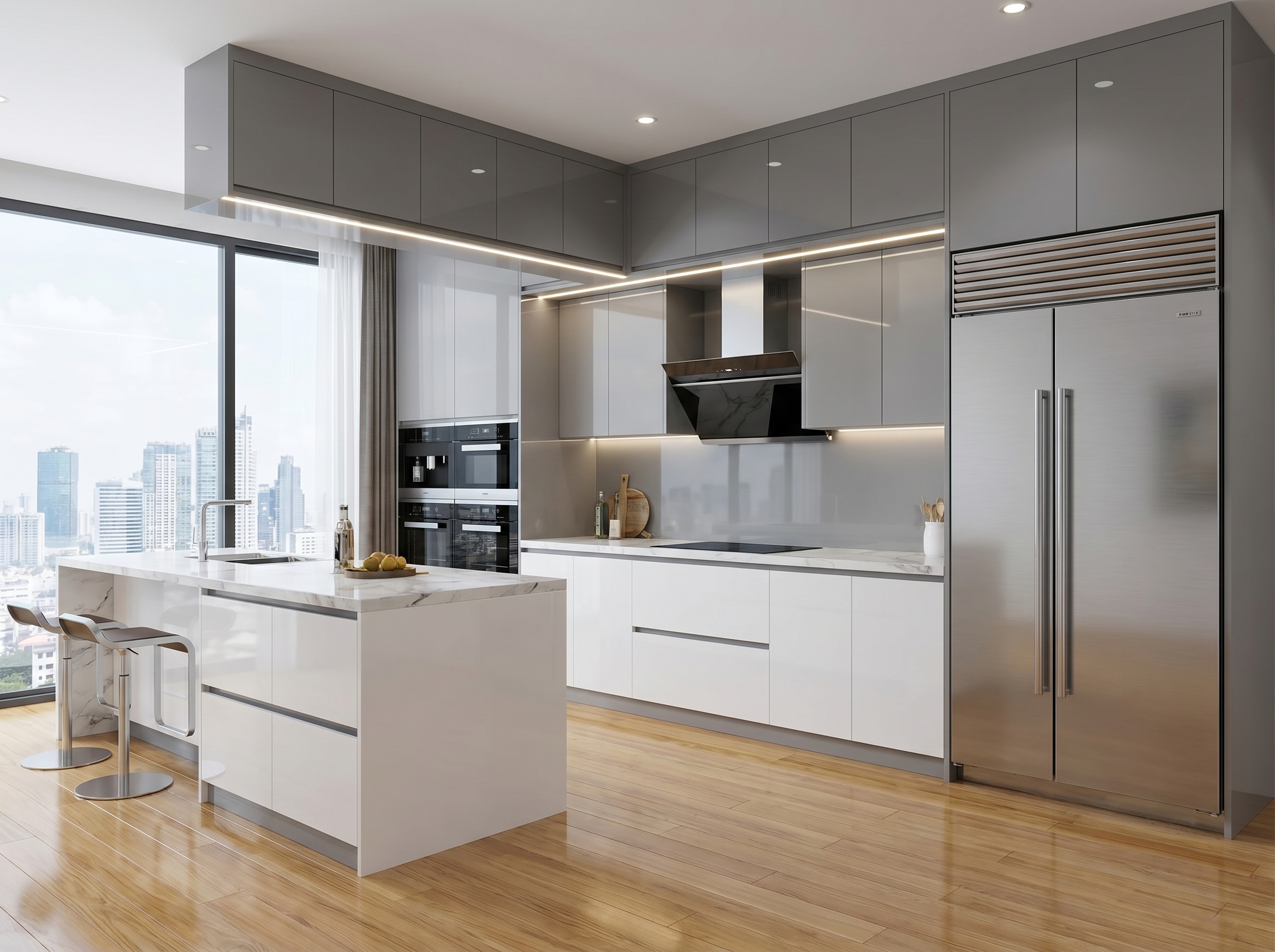 Hình ảnh sản phẩm: Tủ Bếp Nhựa Giả Gỗ Cao Cấp Chữ L Tiết Kiệm Không Gian – TB084