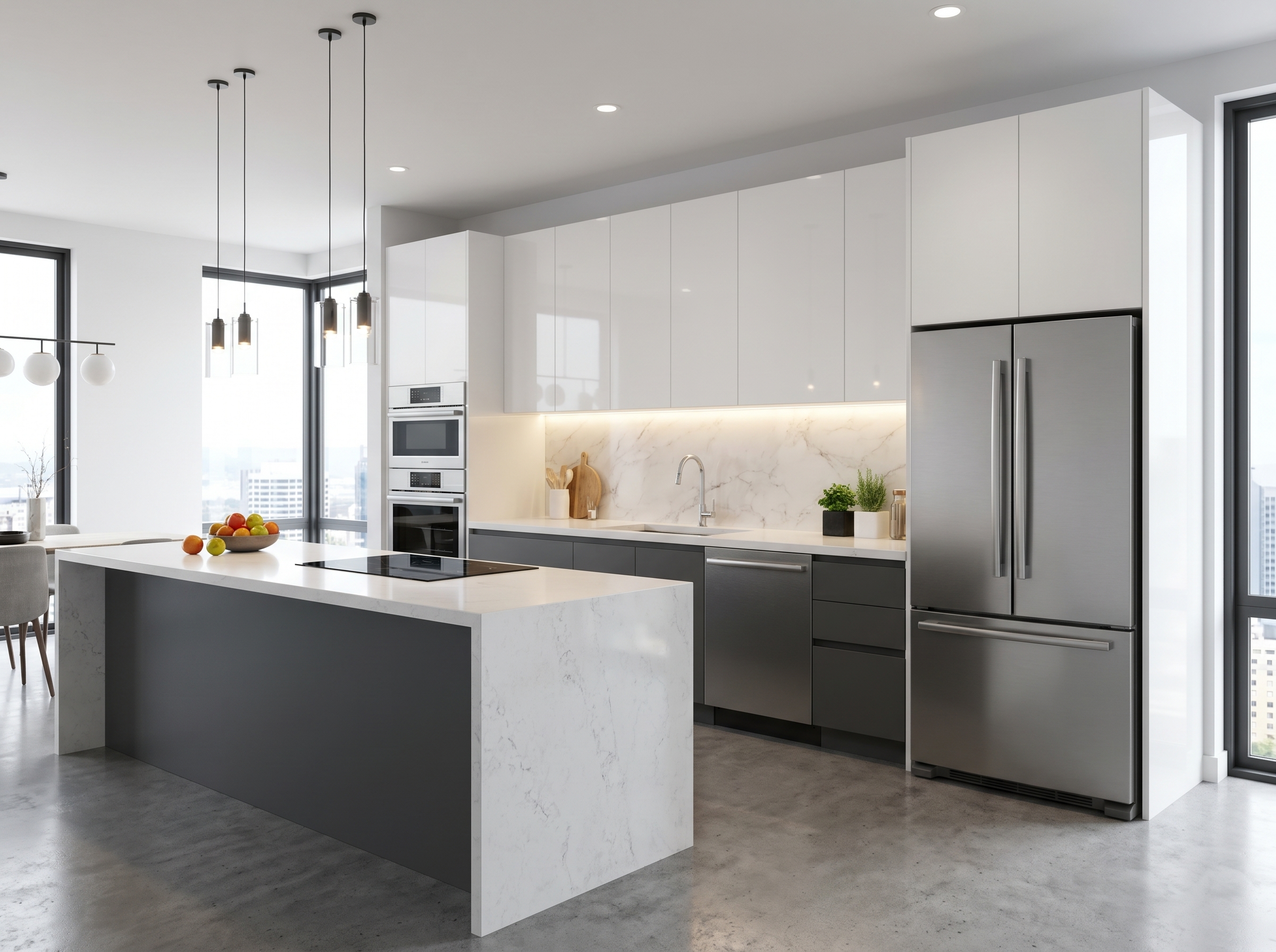 Hình ảnh sản phẩm: Tủ Bếp Nhựa Cao Cấp Phủ Acrylic Chữ I Hiện Đại – TB176